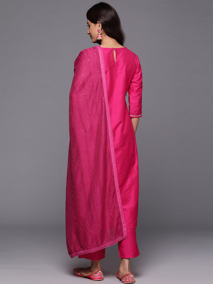 Ethnic Motifs Embroidered Regular Sequinned Kurta with Trousers & Dupatta
