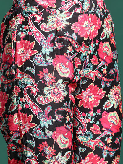 Ethnic Motifs Lurex Printed Layered Kurta Set