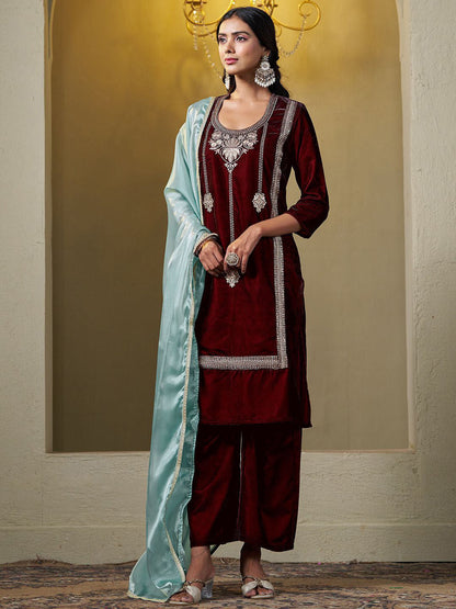 Embroidered Kurta & Trouser With Dupatta