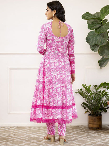 Dhiyona KL Paisley Printed Pure Cotton Kurta with Trouser & Dupatta