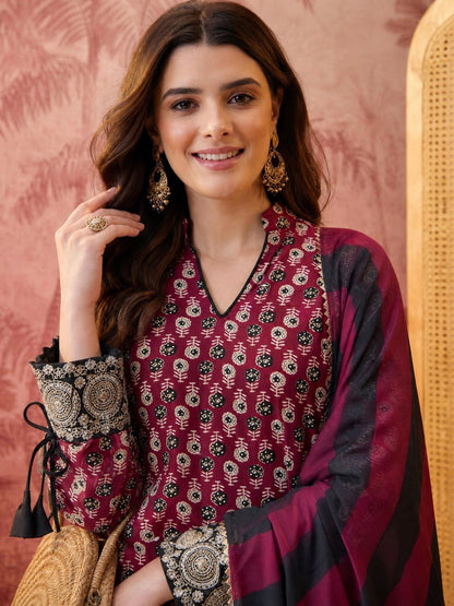 Women Ethnic Motifs Printed Festive Kurta with Palazzos & With Dupatta
