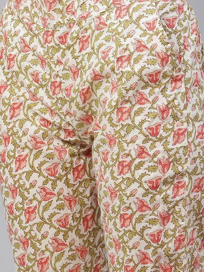 Dhiyona KL Ethnic Motifs Printed Thread Work Pure Cotton Kurta & Trousers With Dupatta