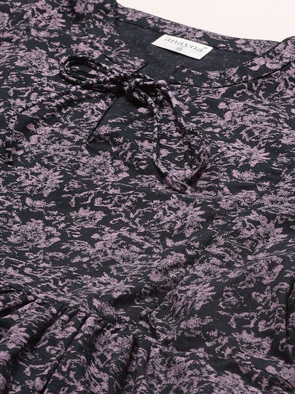 Dhiyona AY Women's Navy Blue & Pink Printed Pure Cotton Maternity A-Line Dress