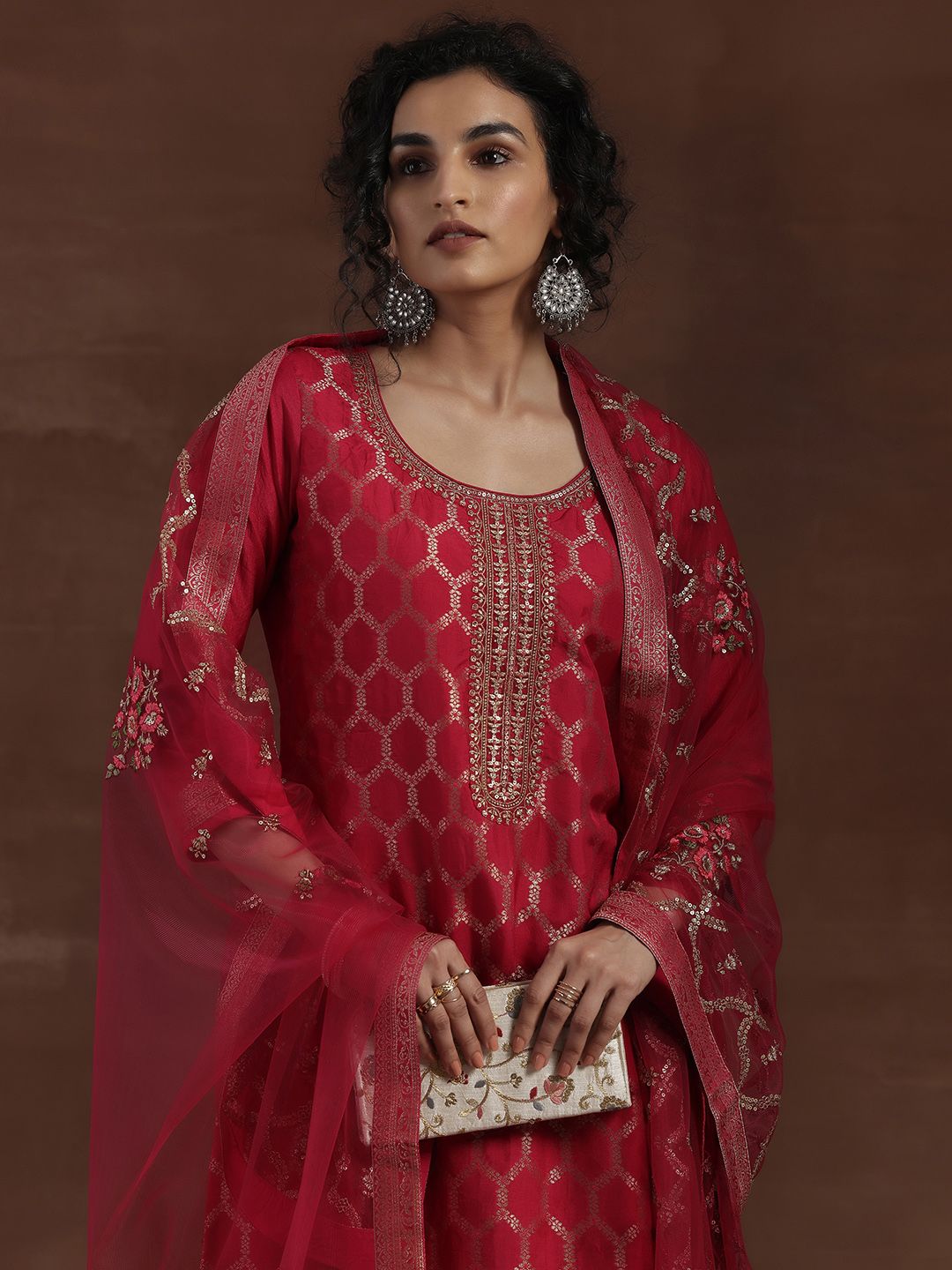 Dhiyona LL Woven Design Regular Kurta with Palazzos & Dupatta