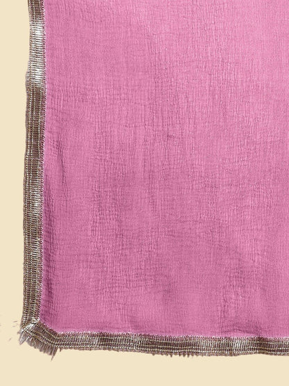Dhiyona KL Yoke Design Embroidered Chanderi Silk Straight Kurta With Sharara & Dupatta
