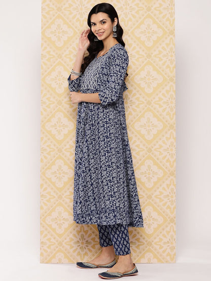 Dhiyona KL Women Ethnic Motifs Printed Regular Pure Cotton Kurta with Trousers & Dupatta