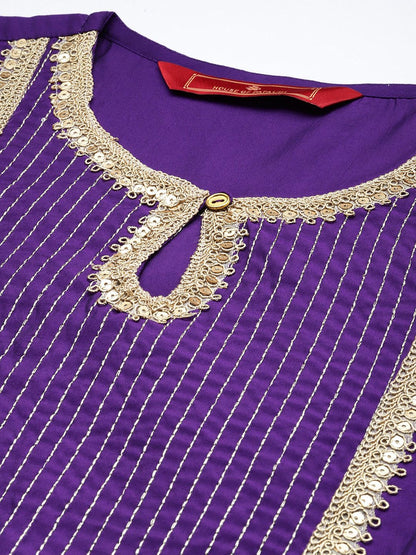 Dhiyona HOP Ethnic Motifs Embroidered Sequinned Jashn Kurta with Sharara & Dupatta