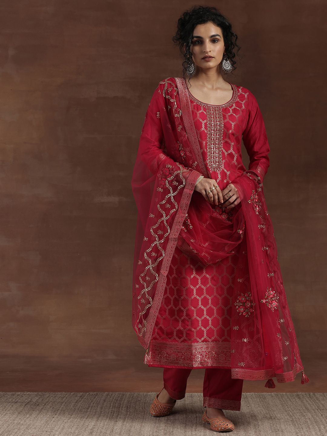 Dhiyona LL Woven Design Regular Kurta with Palazzos & Dupatta