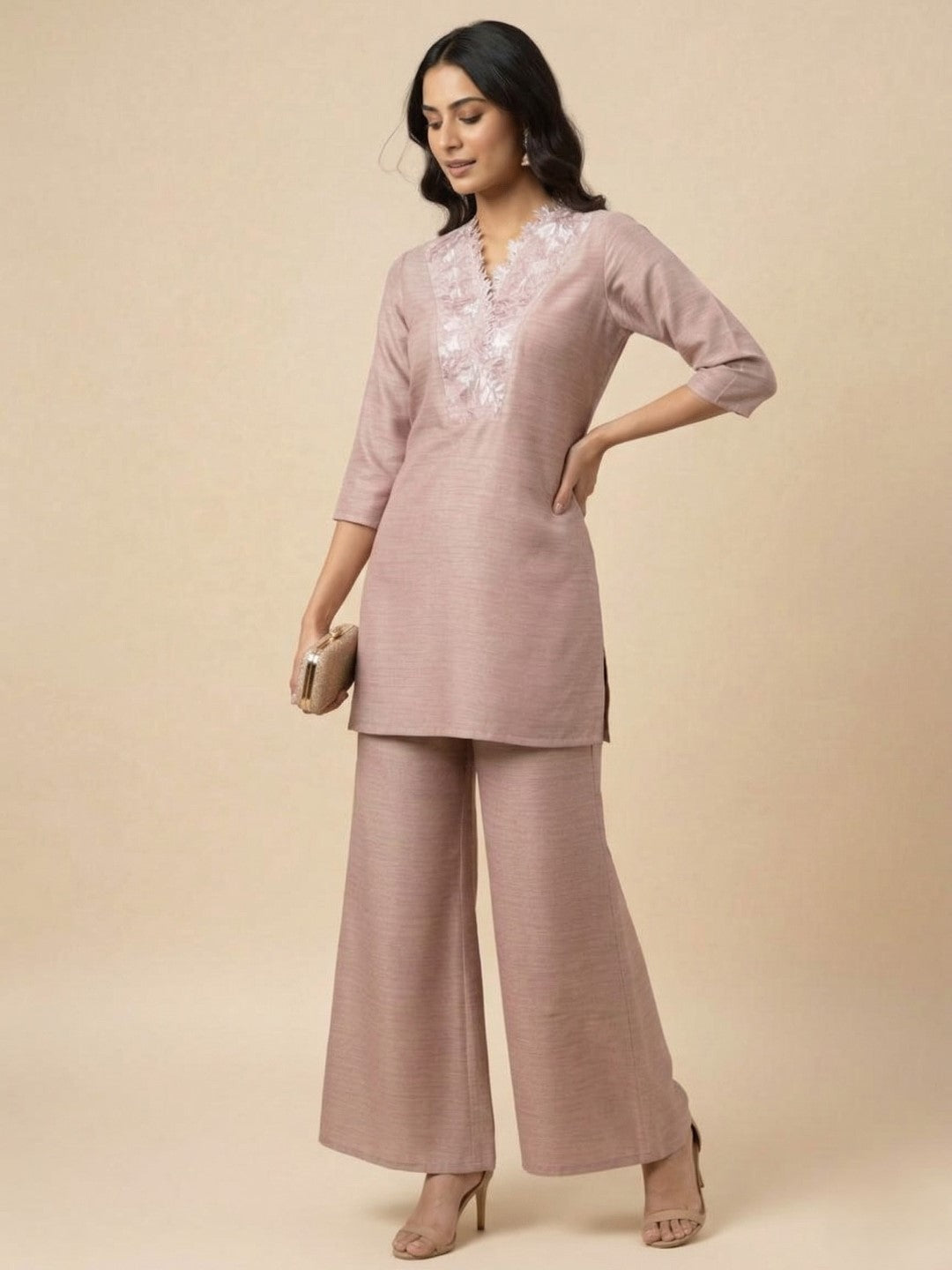 Prisha periwinkle embroidery co-ord set