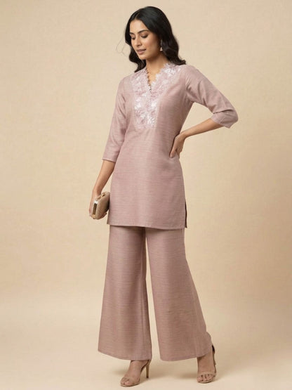 Prisha periwinkle embroidery co-ord set