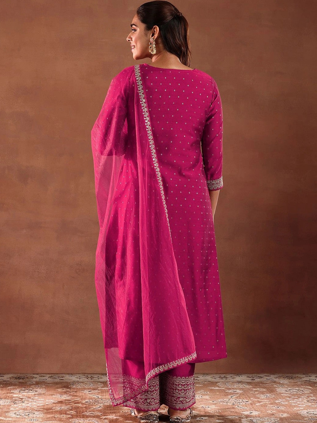 Women Ethnic Motifs Regular Kurta with Trousers & With Dupatta