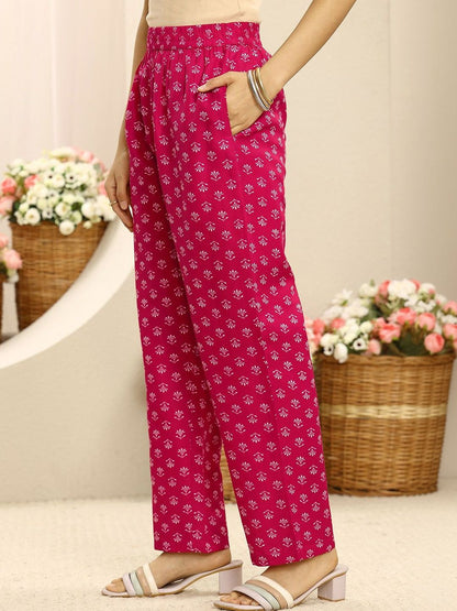 Women Floral Printed Regular Thread Work Kurta with Trousers & With Dupatta