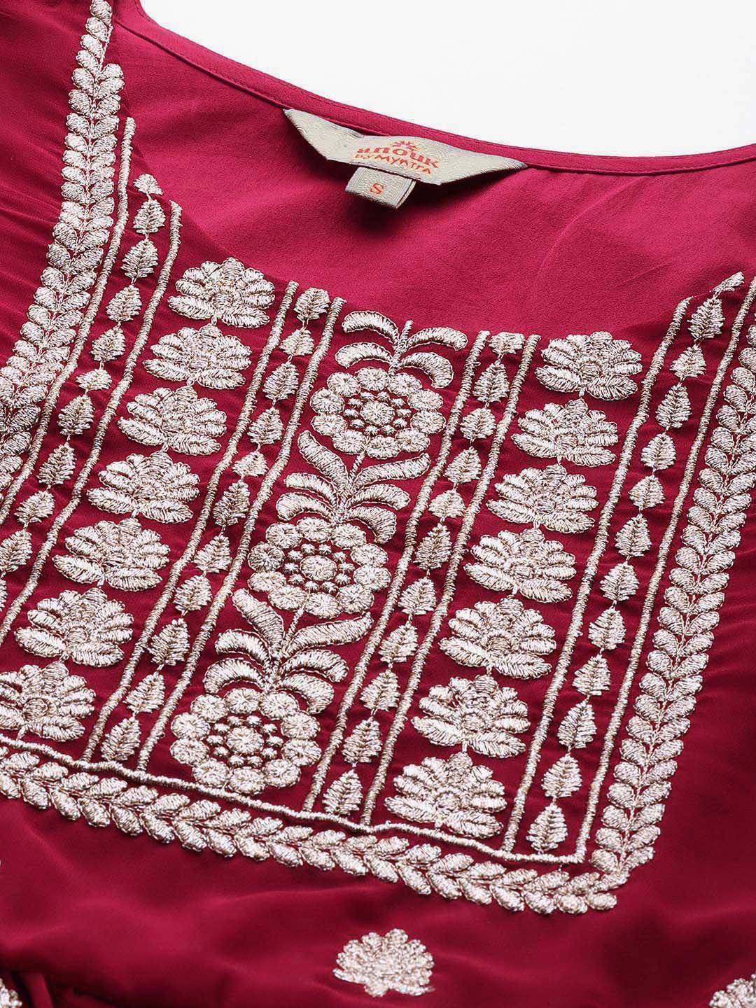 Dhiyona AN Women Ethnic Motifs Yoke Design Pleated Kurta with Sharara & With Dupatta