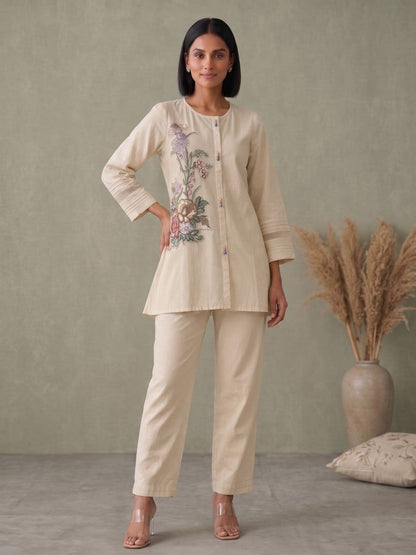 Gaur Tyran Embroidery Embroidery Cotton Co-Ord Set