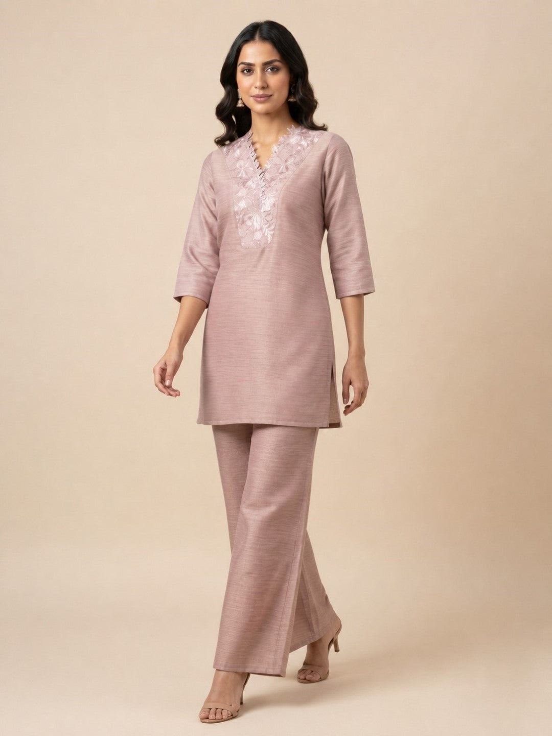 Prisha periwinkle embroidery co-ord set