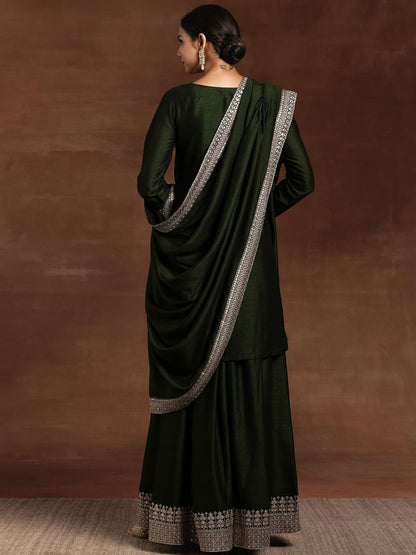 Dhiyona LL Women Floral Embroidered Regular Thread Work Kurta with Palazzos & With Dupatta