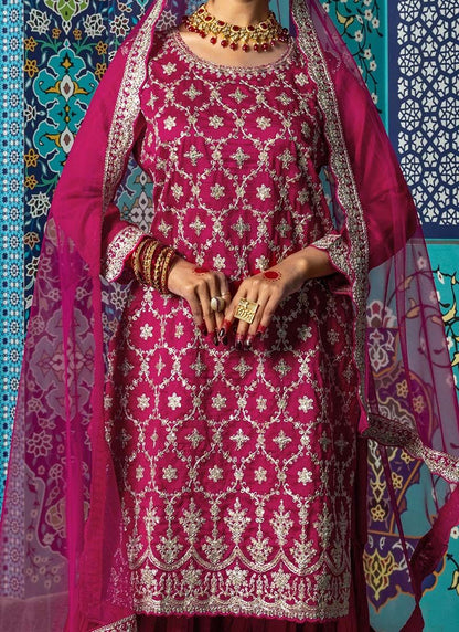 Dhiyona KL Women Floral Embroidered Regular Thread Work Kurta with Sharara & With Dupatta