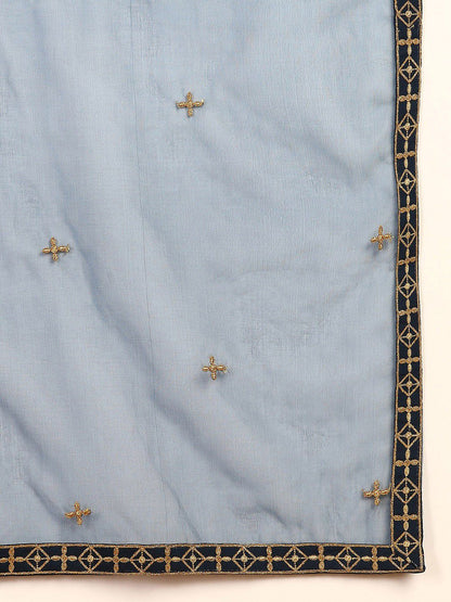 Dhiyona KL Floral Embroidered Straight Kurta with Palazzos & Dupatta