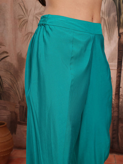Foil Floral Printed Regular Kurta with Dhoti Pants