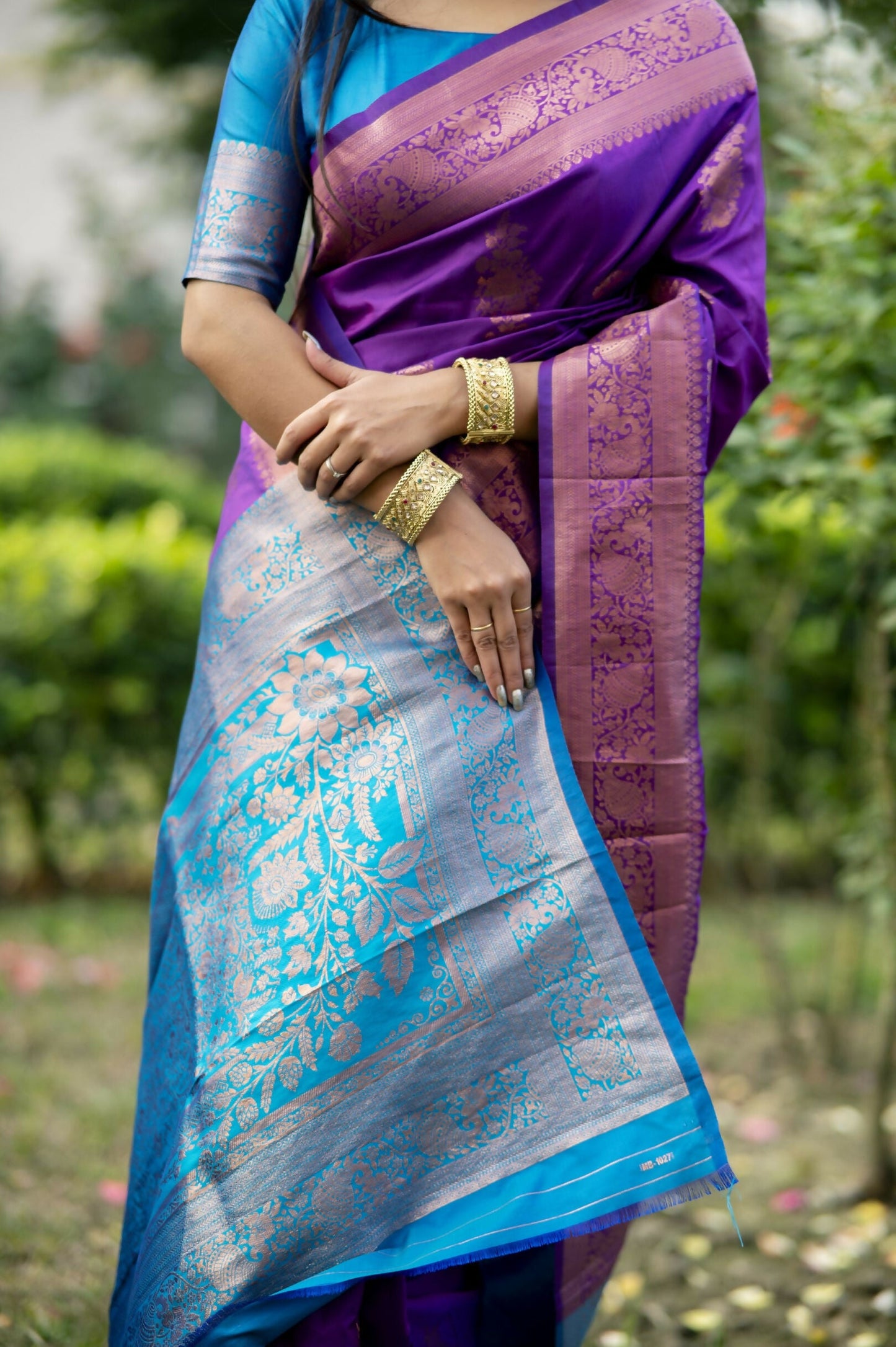 Women Krishna Purple Saree With Unstiched Blouse