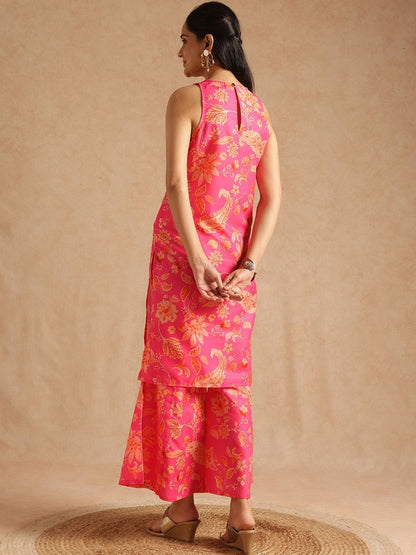 Dhiyona AN Women Floral Printed Regular Kurta with Sharara
