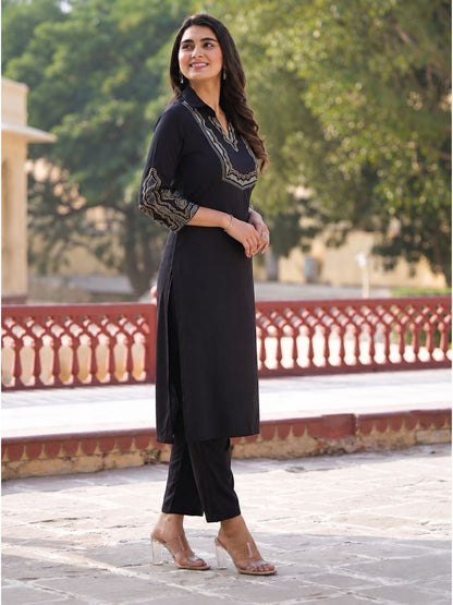 Vartika Onyx Embroidered Kurta Pant Set