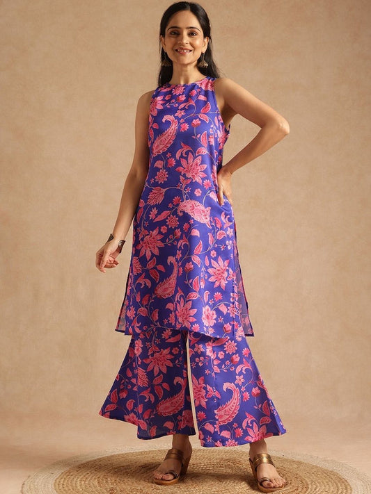 Dhiyona AN Women Floral Printed Regular Kurta with Sharara