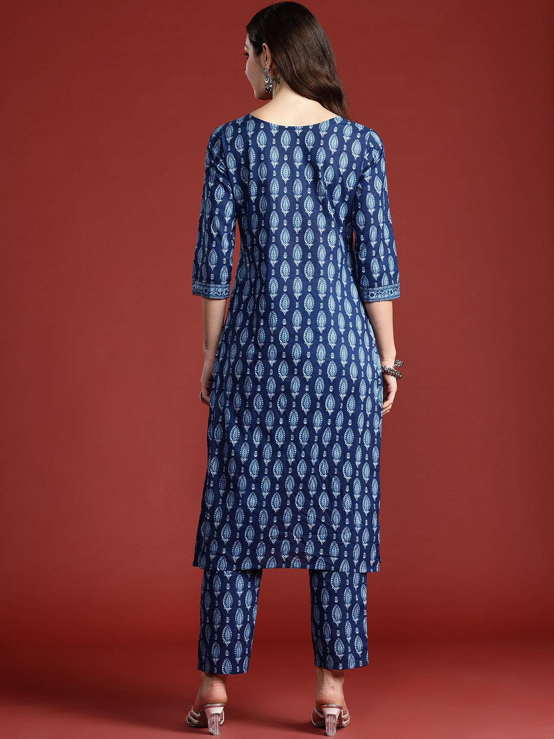 Ethnic Motifs Printed Pure Cotton Kurta with Trousers