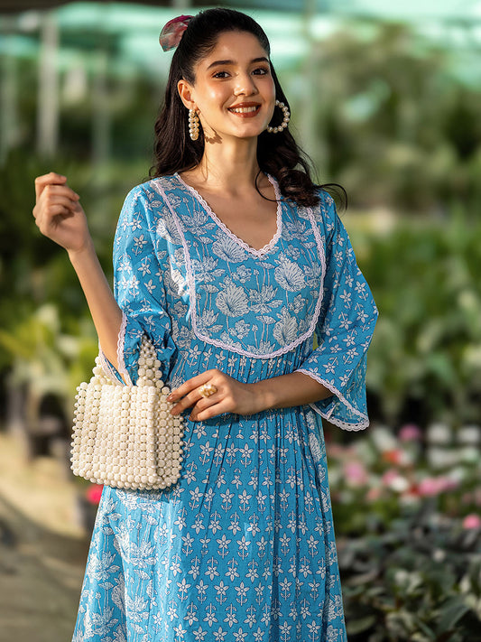 Floral Printed A-Line Kurta With Trouser