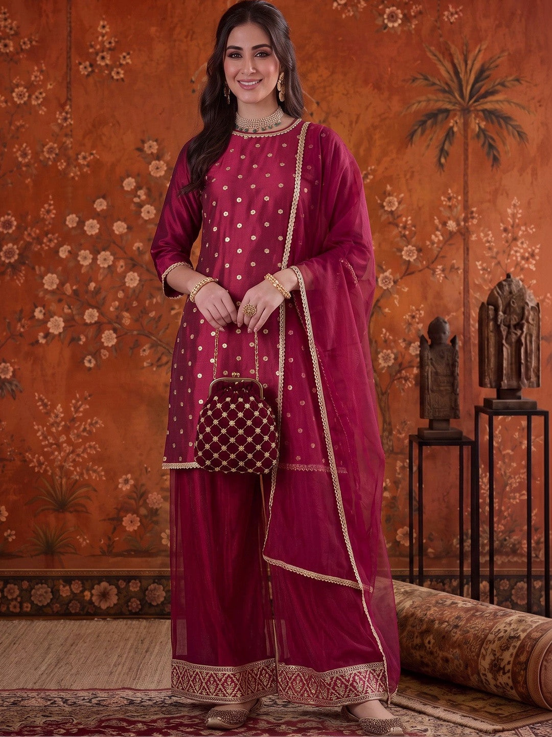 Embroidered Round Neck Kurta Sets