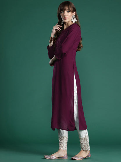 Dhiyona IE Floral Embroidered Thread Work Kurta