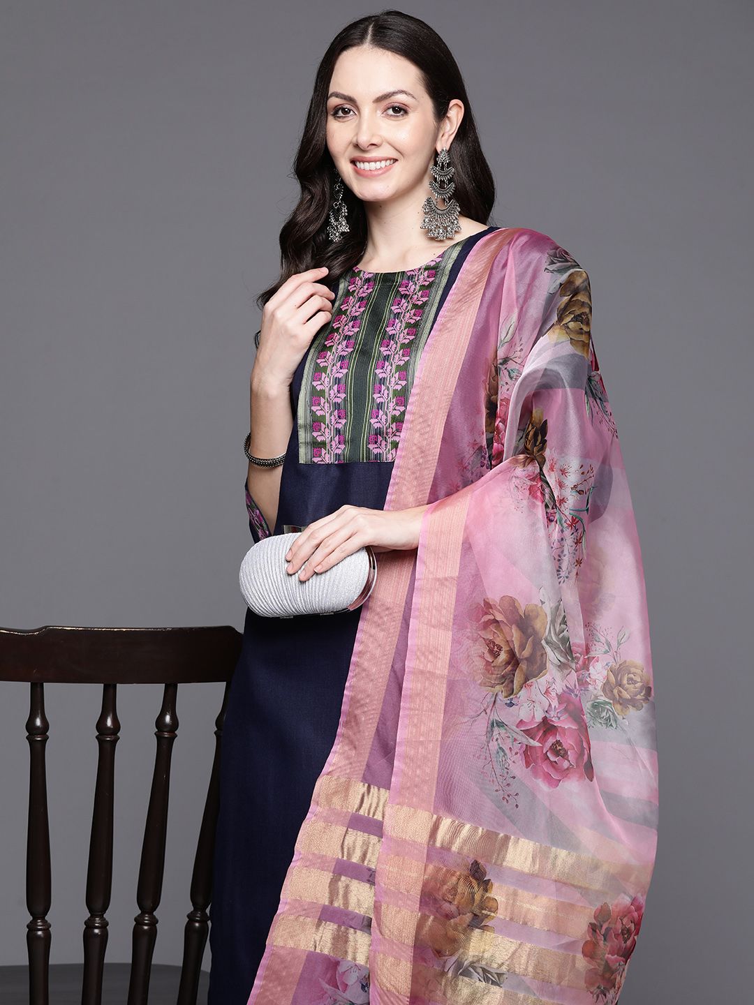 Dhiyona IE Women Yoke Design Kurta with Palazzos & Dupatta