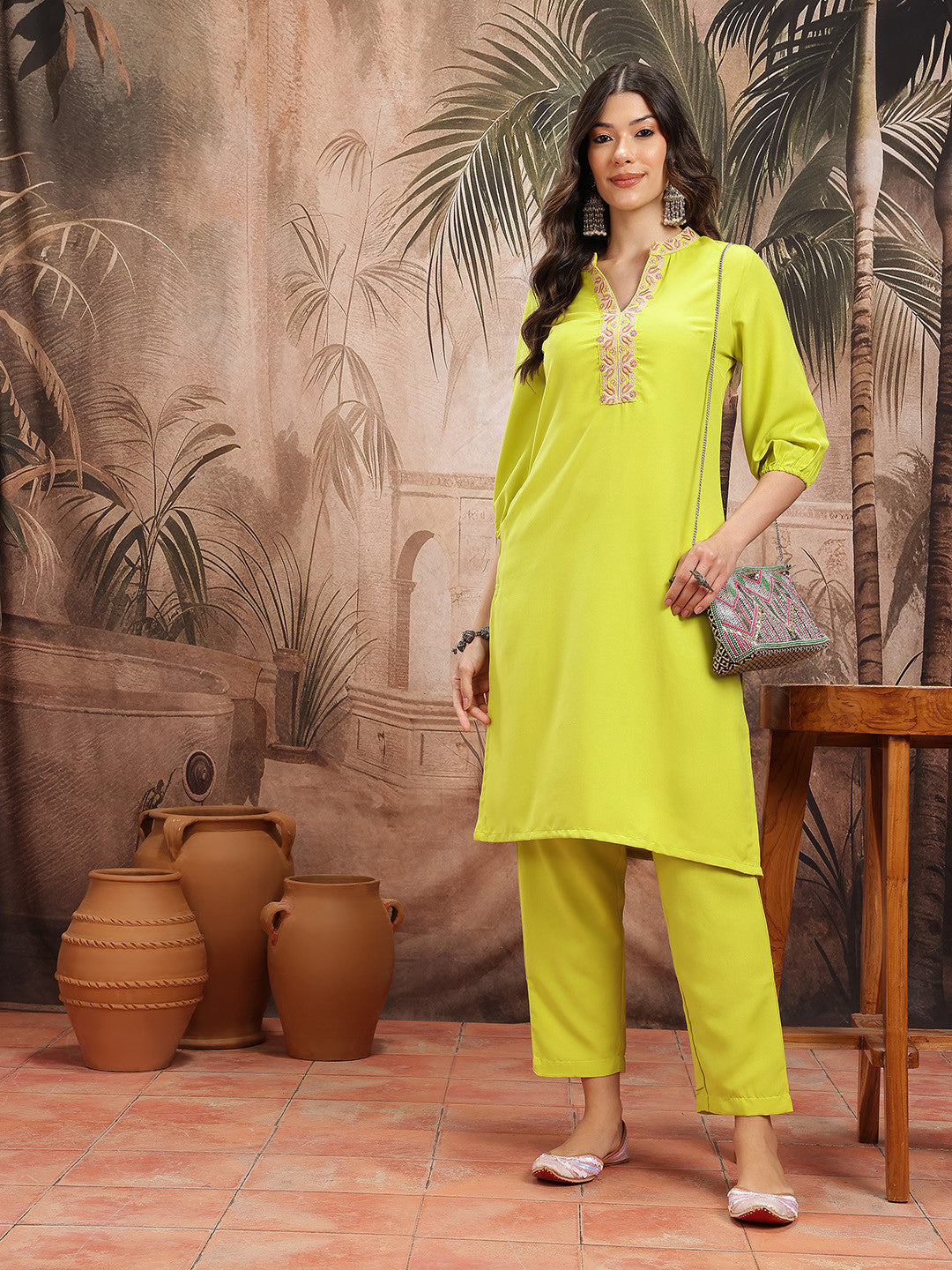Thread Work Kurta with Trousers