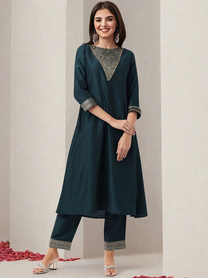 Dhiyona IS Women's Women Printed Regular Kurta with Trousers