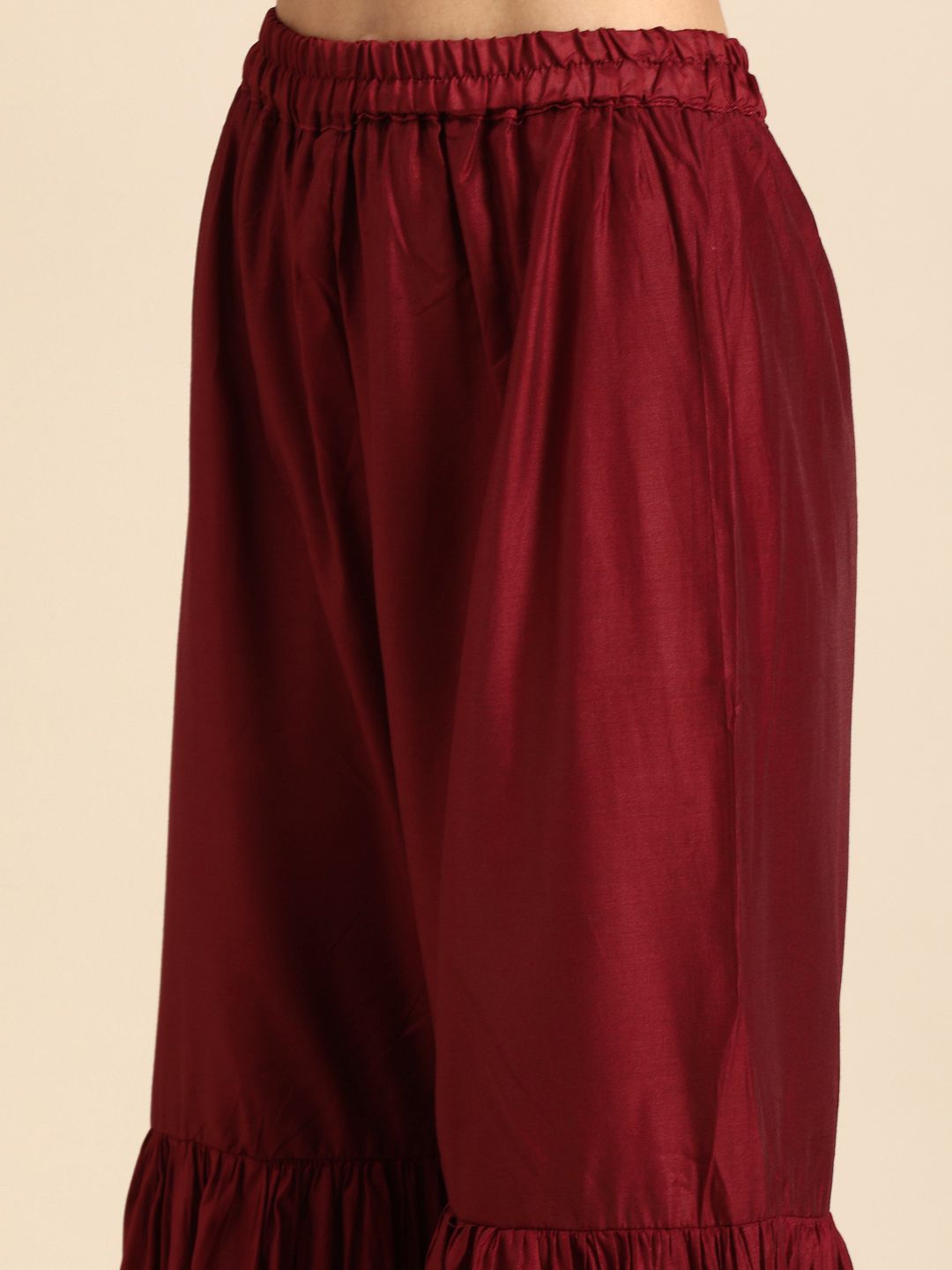 Dhiyona AN Women Maroon Embroidered Kurta with Sharara & With Dupatta