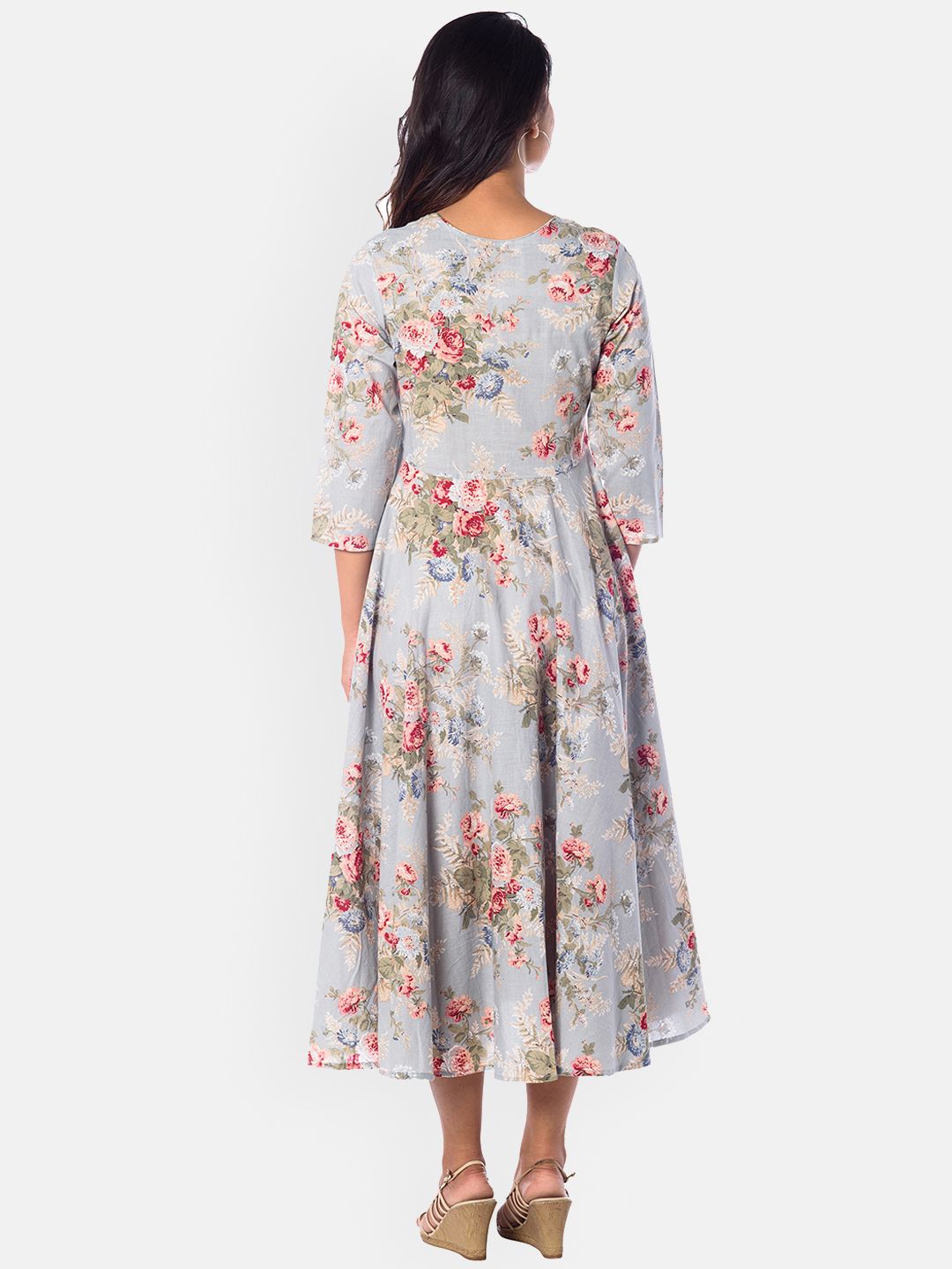 Dhiyona AY Women's Blue Printed Fit and Flare Dress