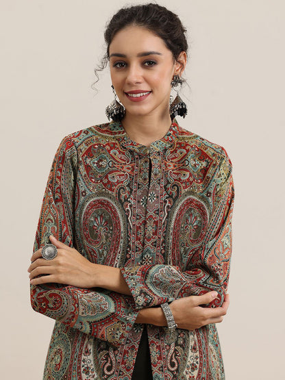 Ethnic Motifs Woven Design Thread Work Kurta with Trousers