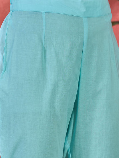 Floral Embroidered Printed Pure Cotton Kurta With Trousers & Dupatta