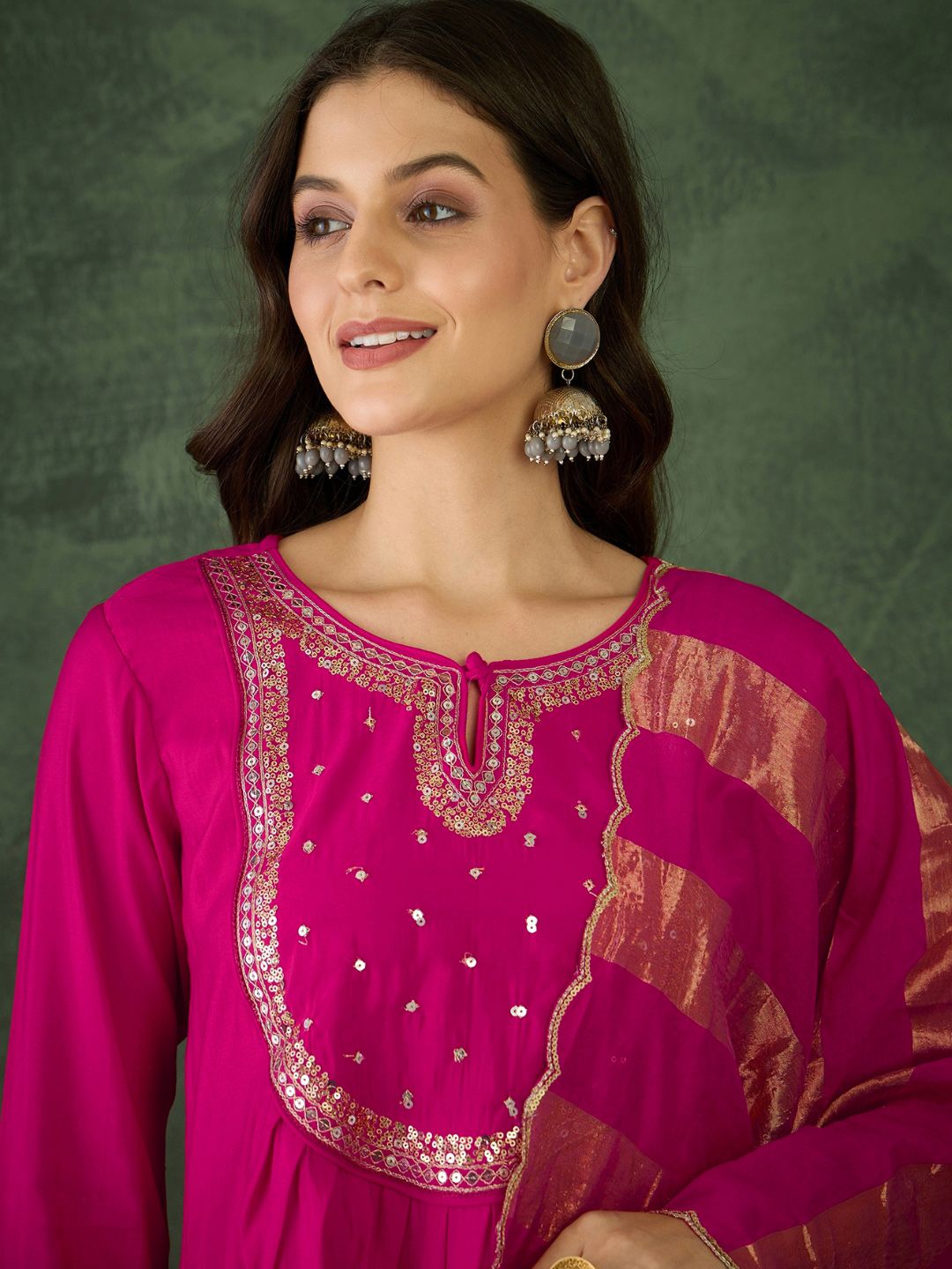 Dhiyona KL Women Embroidered A-Line Kurta Set
