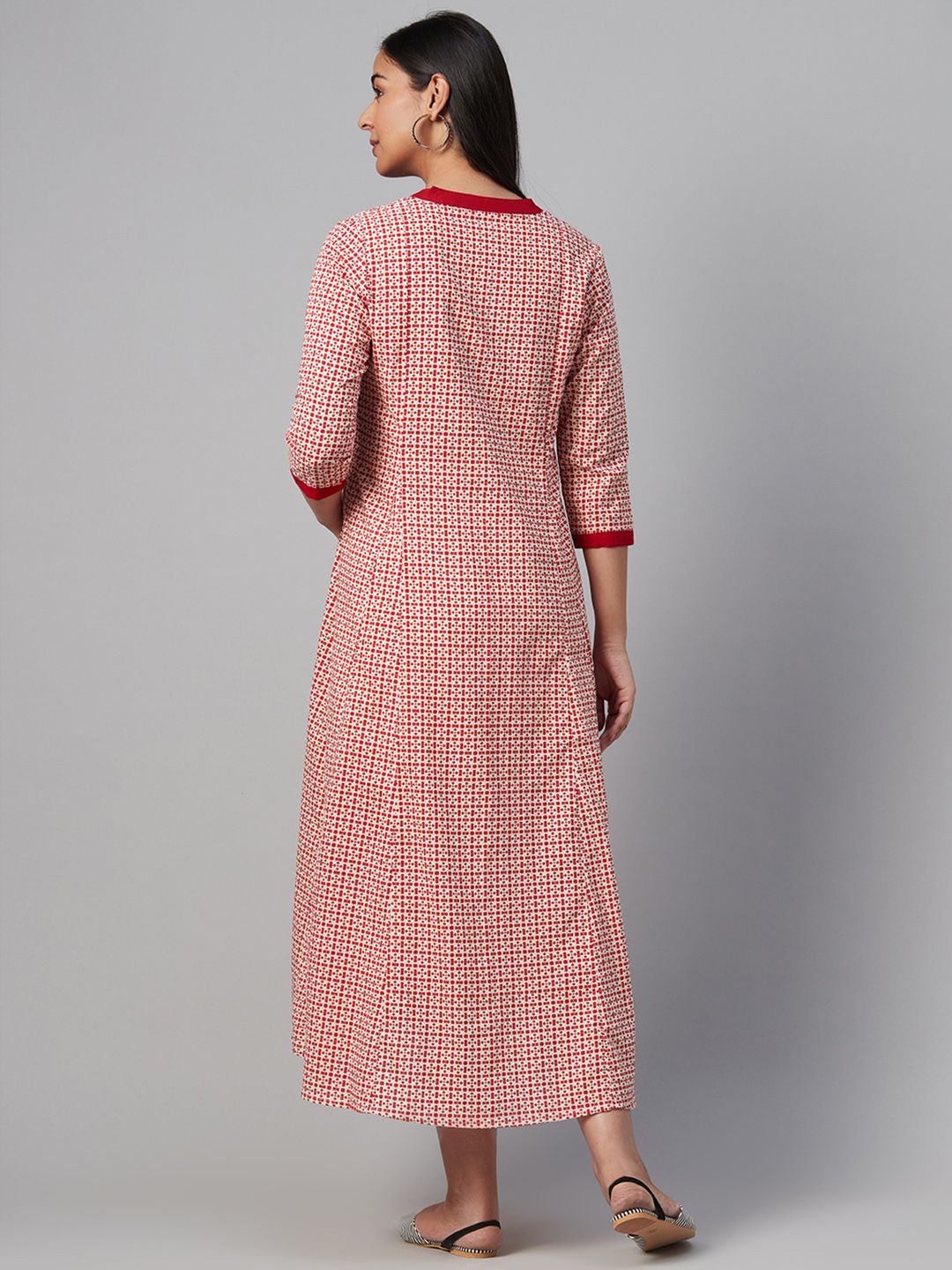 Dhiyona AY Women's White & Red Printed Maternity A-Line Dress