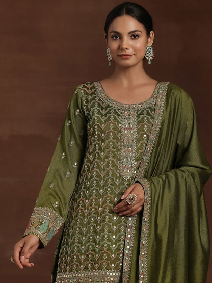 Dhiyona LL Women Ethnic Motifs Embroidered Regular Kurta with Palazzos & With Dupatta