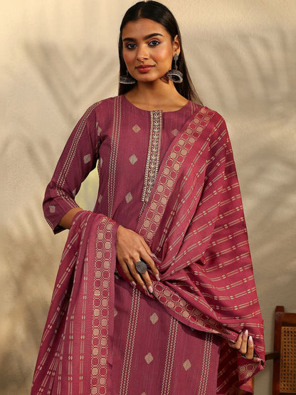 Women Ethnic Motifs Printed Regular Thread Work Kurta with Trousers & With Dupatta