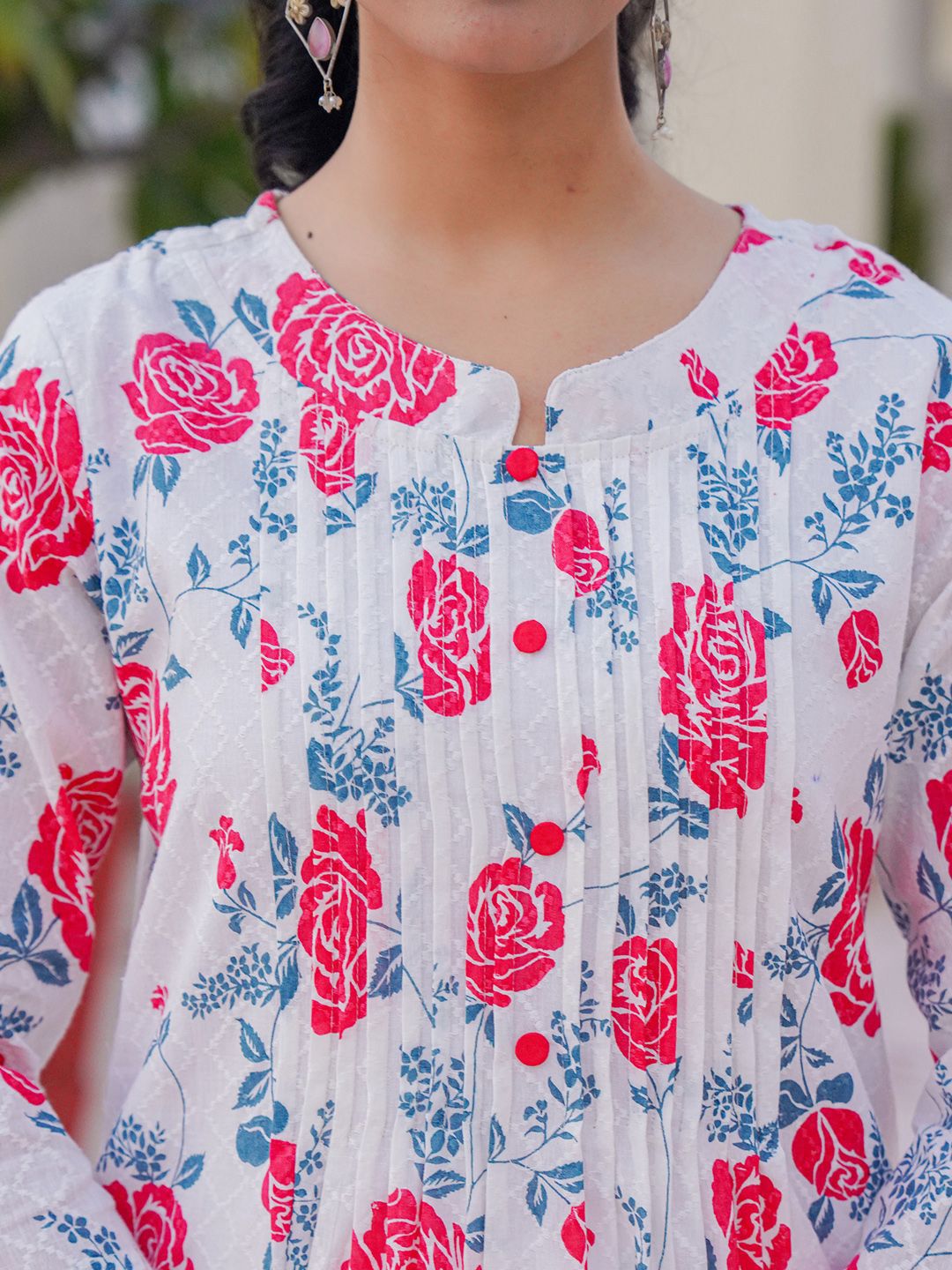 Floral Printed A-Line Pure Cotton Kurta With Trousers