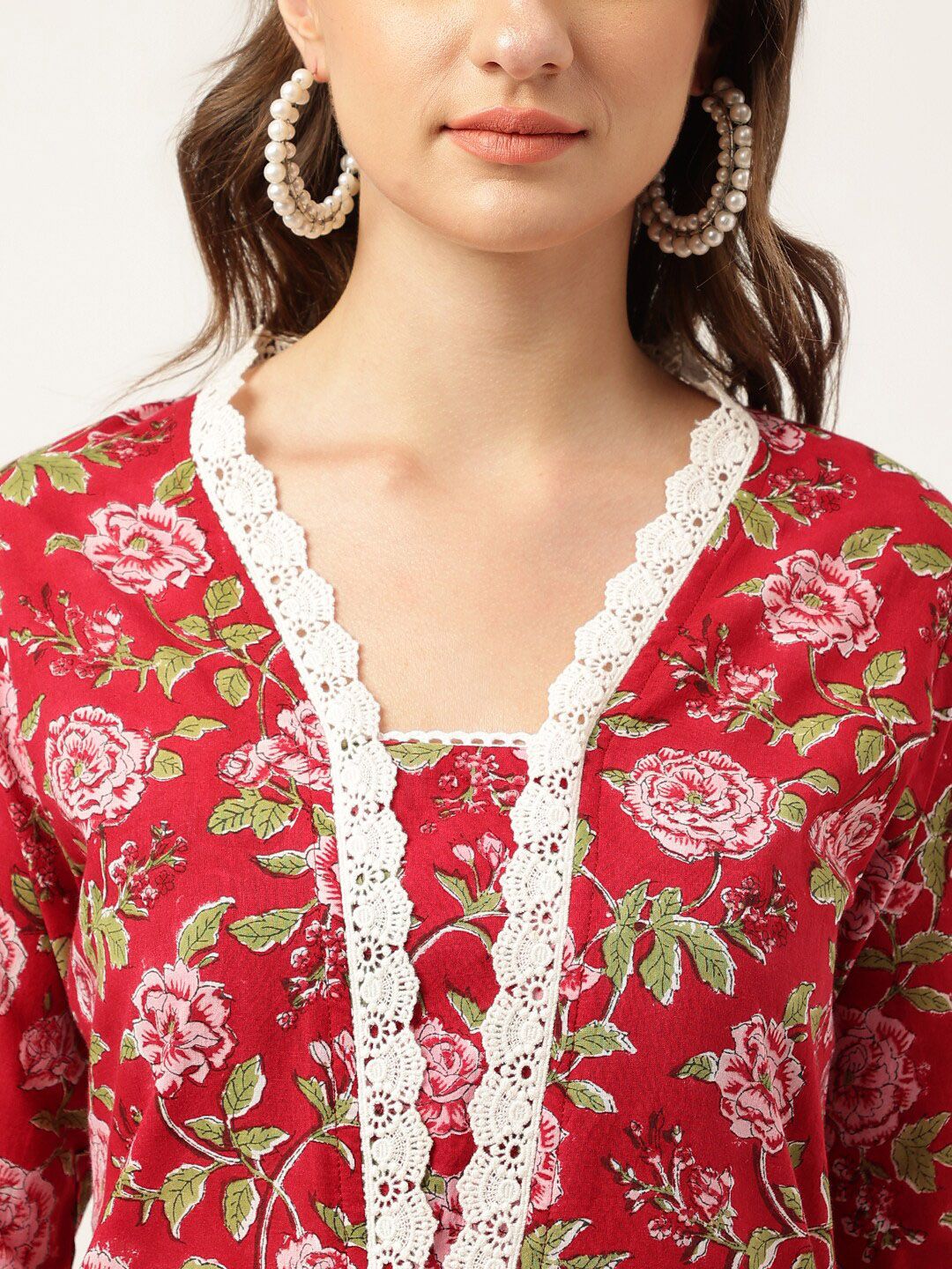 Dhiyona KL Floral Printed V-Neck Pure Cotton Kurta With Salwar & Dupatta