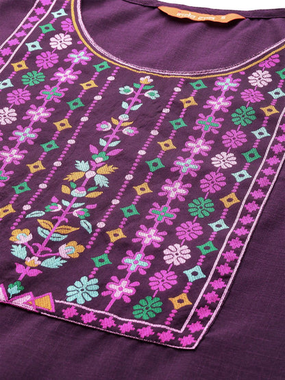 Dhiyona IE Women Purple Ethnic Motifs Yoke Design Kurta