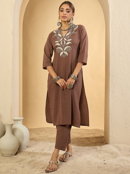 Women Floral Embroidered Regular Pure Cotton Kurta Set