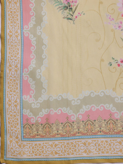 Floral Printed Round Neck Three-Quarter Sleeves Kurta Set