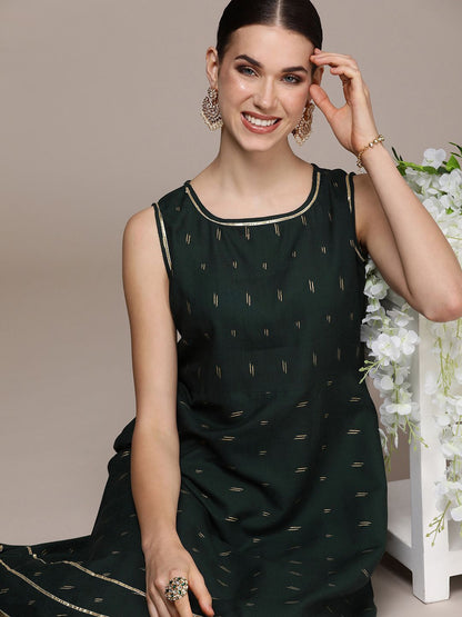Dhiyona AN Ethnic Motifs Printed Regular Gotta Patti Pure Cotton Kurta With Sharara