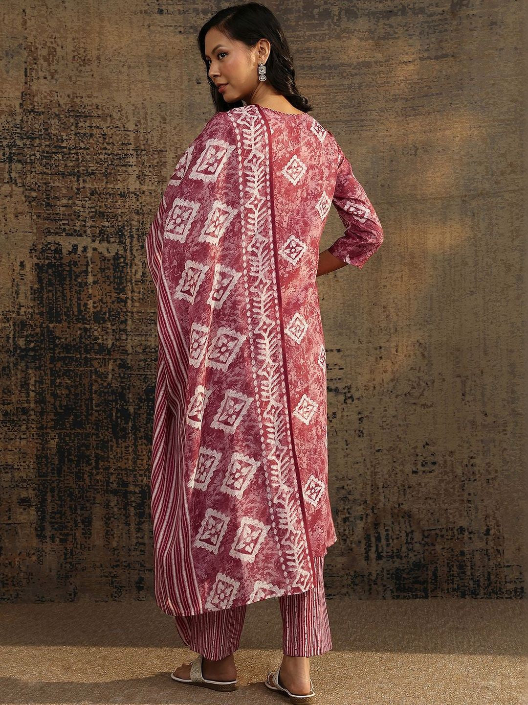 Women Ethnic Motifs Printed Regular Thread Work Kurta with Palazzos & With Dupatta