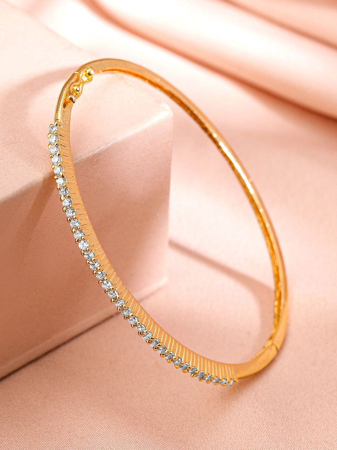 Dhiyona RJ Women's 22K Gold Plated Cubic Zirconia Bangles Style Bracelet
